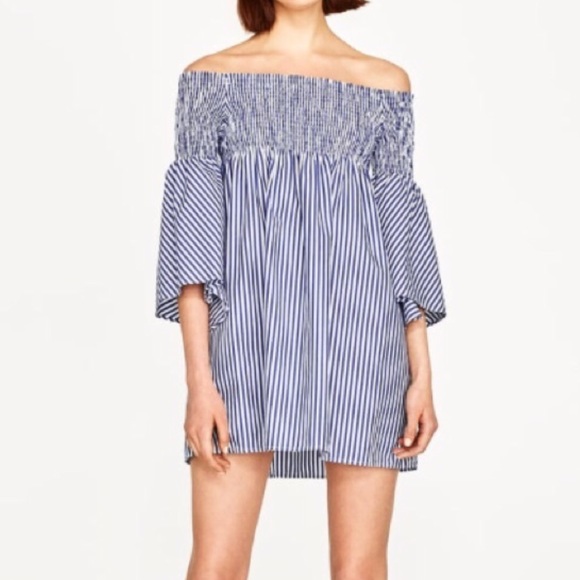 Zara Dresses & Skirts - Zara Stripe Off Shoulder Dress